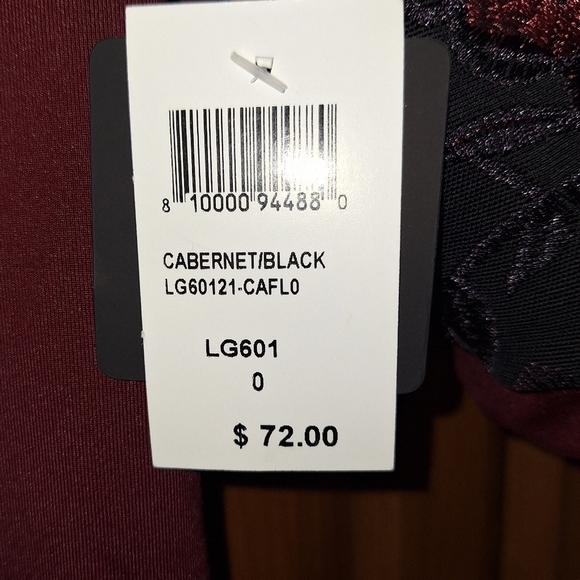 A Lola Getts 3/4 sleeve Midi dress wine colored with floral sleeves in a size 0 - Picture 6 of 6